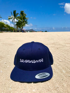 Braddahood808 Navy Blue Flat Billed Snapback Hats